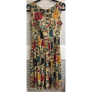 1950s Vintage L'AIGLON Floral Midi Dress w/ Belt